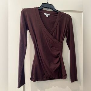 CAbi long sleeve crossover tee, brown, XS